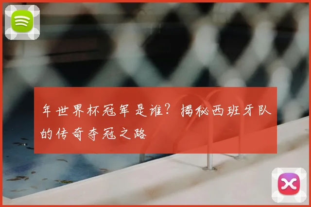 年世界杯冠军是谁？揭秘西班牙队的传奇夺冠之路